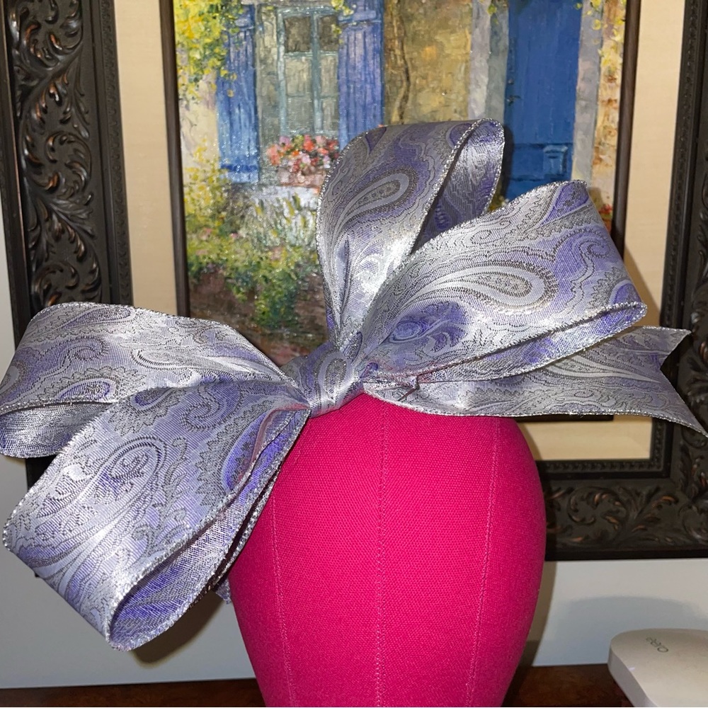 Kentucky Derby Mega Over-the-Top XL Bow Fascinator, Lavender Paisley